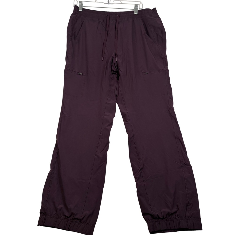 Eddie Bauer Womens 10 Fleece Lined Cargo Pants Purple Drawstring Hiking Winter
